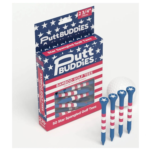 Putt Buddies Americana Bamboo Golf Tees 2.75 – Red, White & Blue Pack of 50