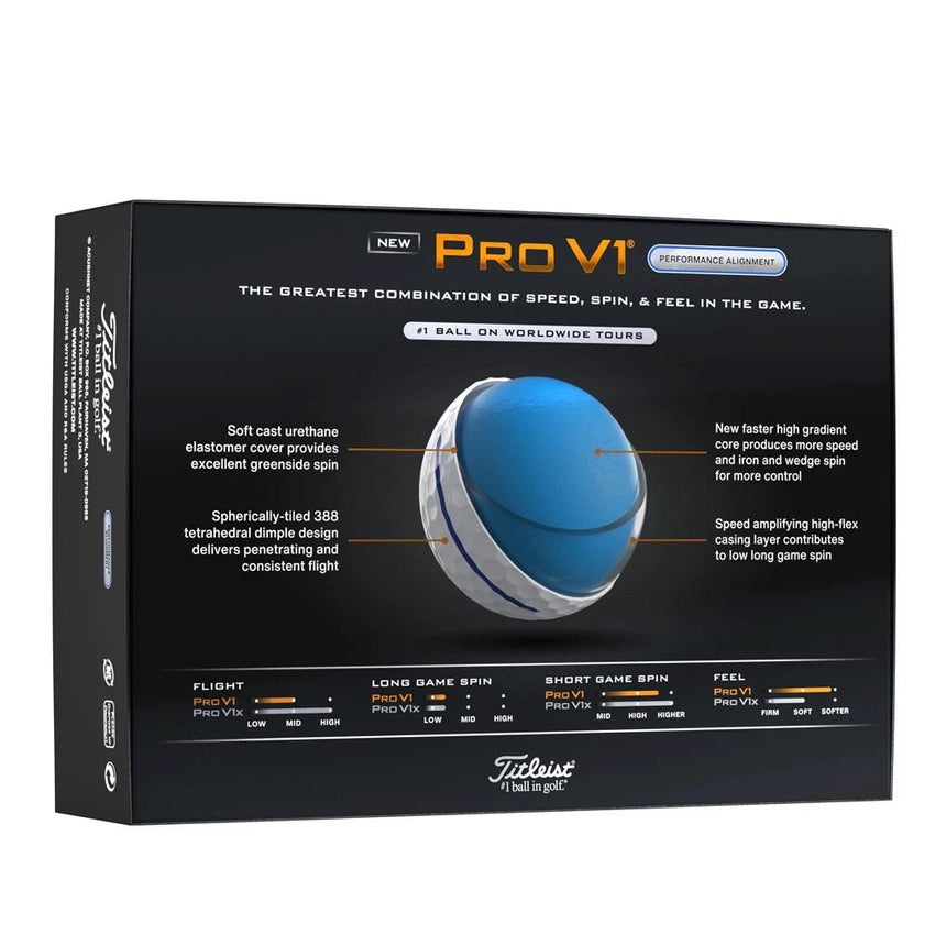 Titleist Pro V1 Performance Alignment Golf Balls - Blue