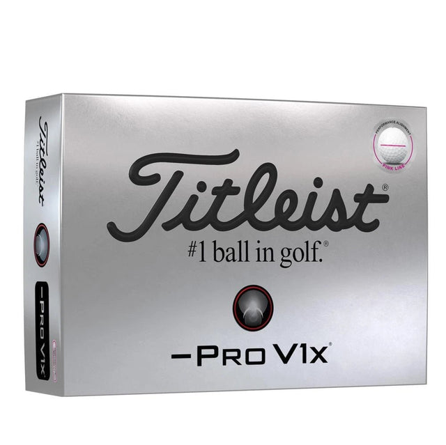 Titleist Pro V1x Left Dash Performance Alignment Golf Balls - Pink