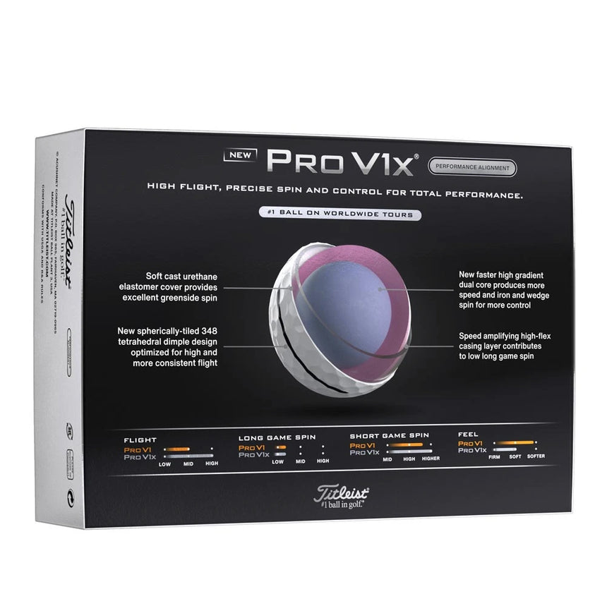 Titleist Pro V1x Performance Alignment Golf Balls - Black