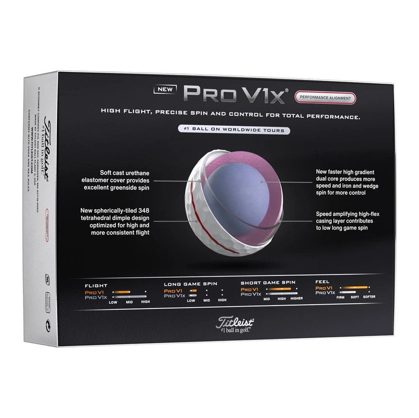 Titleist Pro V1x Performance Alignment Golf Balls - Red
